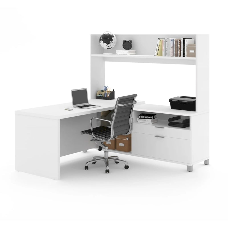L-Desk with Open hutch