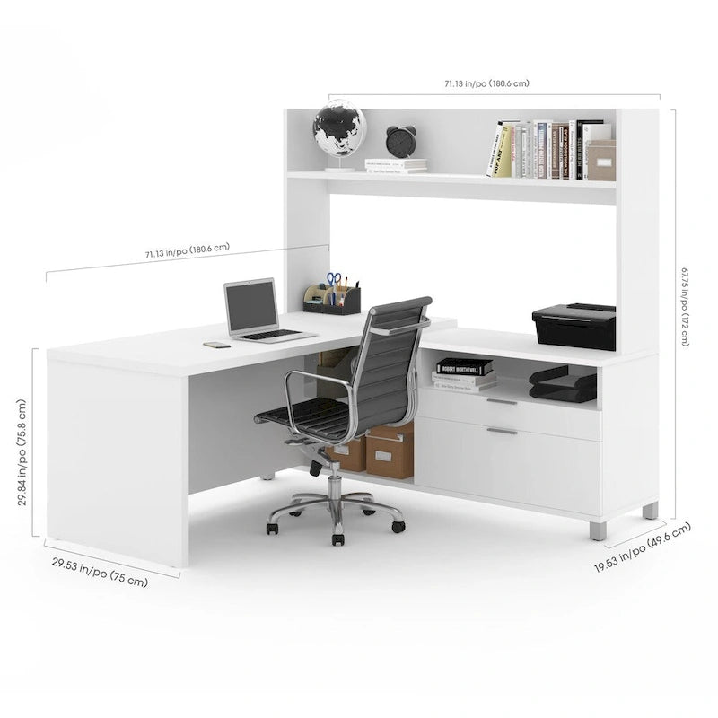 L-Desk with Open hutch