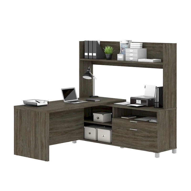 L-Desk with Open hutch