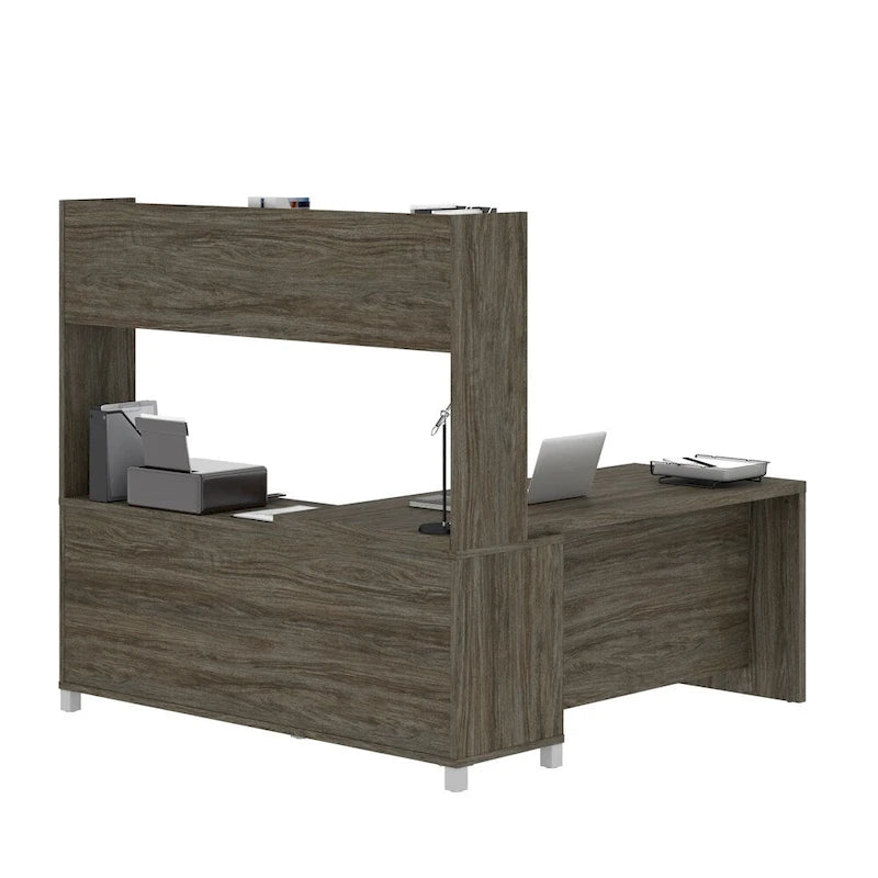 L-Desk with Open hutch