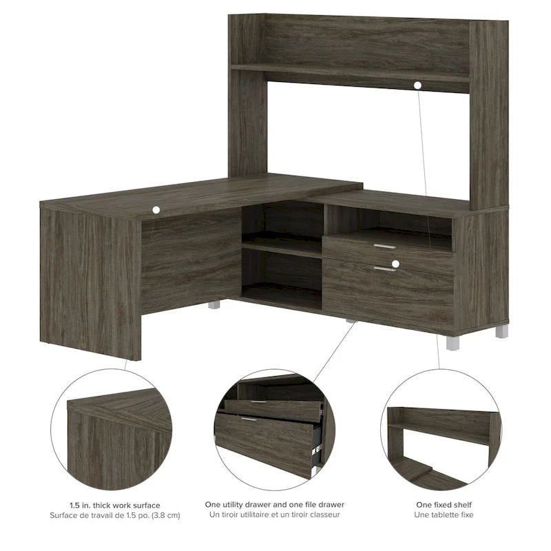 L-Desk with Open hutch