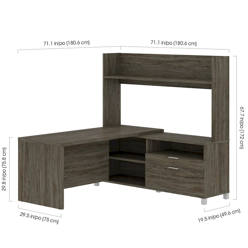 L-Desk with Open hutch