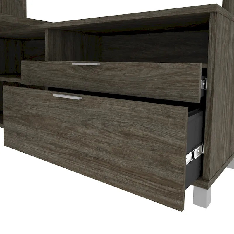 L-Desk with Open hutch