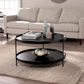 Furniture Mid Century Modern Round Wood Grain Two Tier Coffee Table