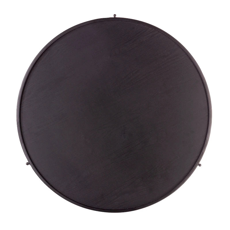Furniture Mid Century Modern Round Wood Grain Two Tier Coffee Table
