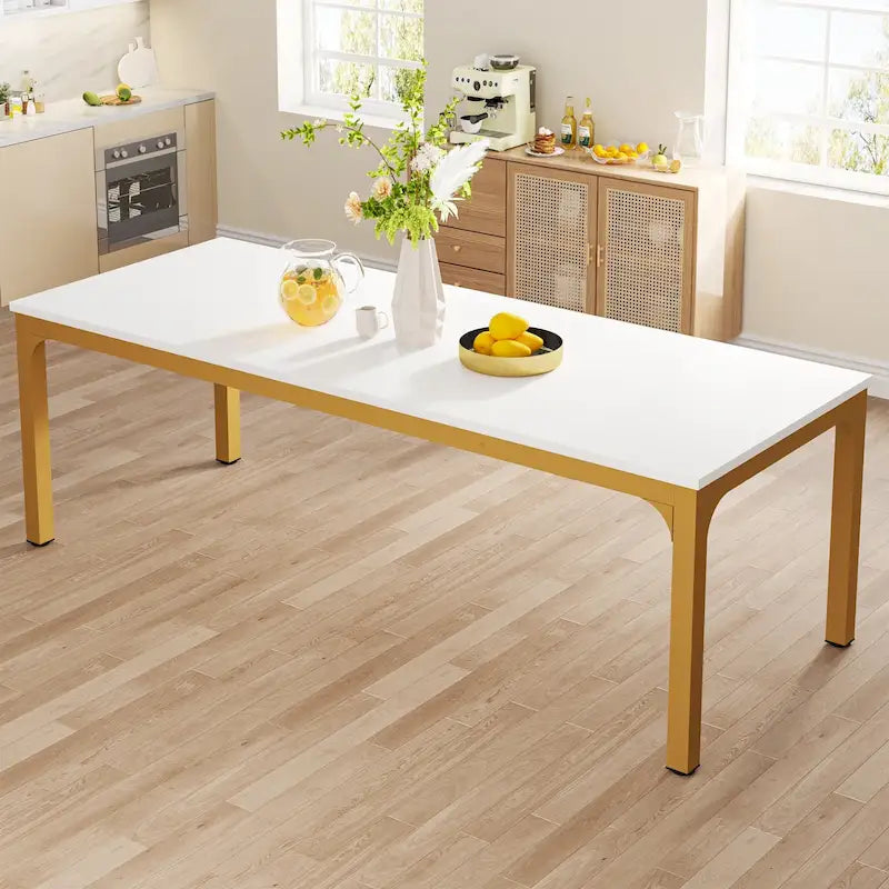 78.74 Inches Industrial Rectangular Dining Table with Heavy-Duty Metal Legs (Only Table)