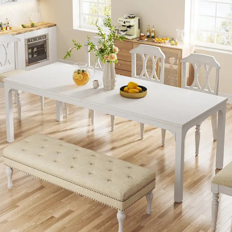 78.74 Inches Industrial Rectangular Dining Table with Heavy-Duty Metal Legs (Only Table)