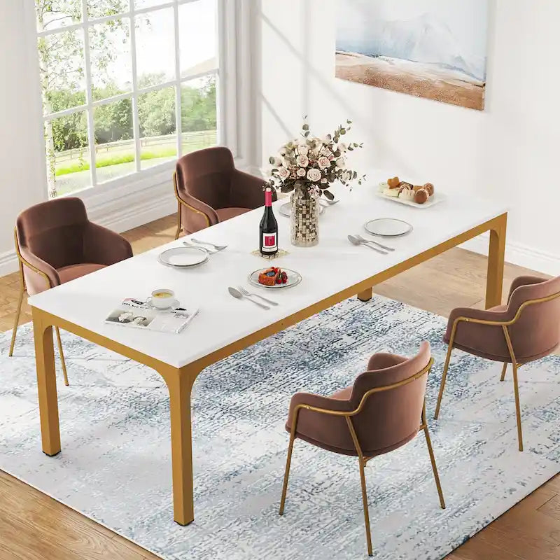78.74 Inches Industrial Rectangular Dining Table with Heavy-Duty Metal Legs (Only Table)