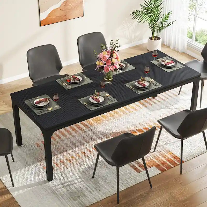 78.74 Inches Industrial Rectangular Dining Table with Heavy-Duty Metal Legs (Only Table)