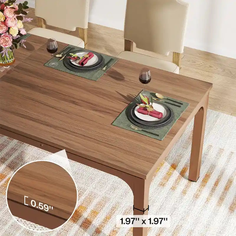 78.74 Inches Industrial Rectangular Dining Table with Heavy-Duty Metal Legs (Only Table)