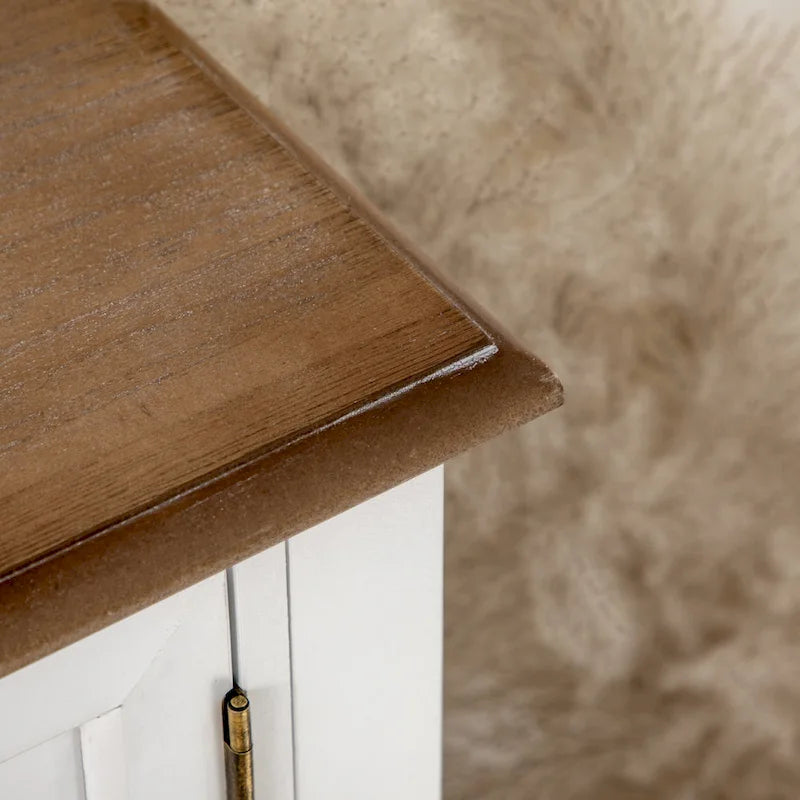 Console Table with Drawers, Vintage Entryway Table with 2 Drawers, Cabinets and Bottom Shelf, White