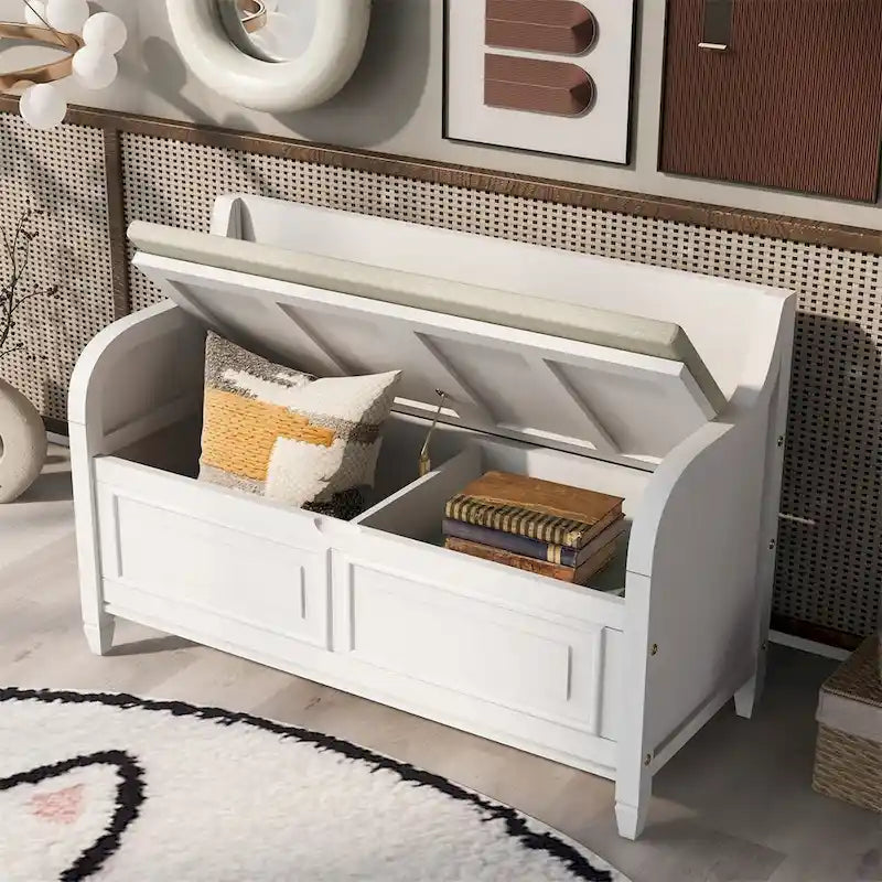 42 Rustic Style Solid wood Entryway Multifunctional Storage Bench