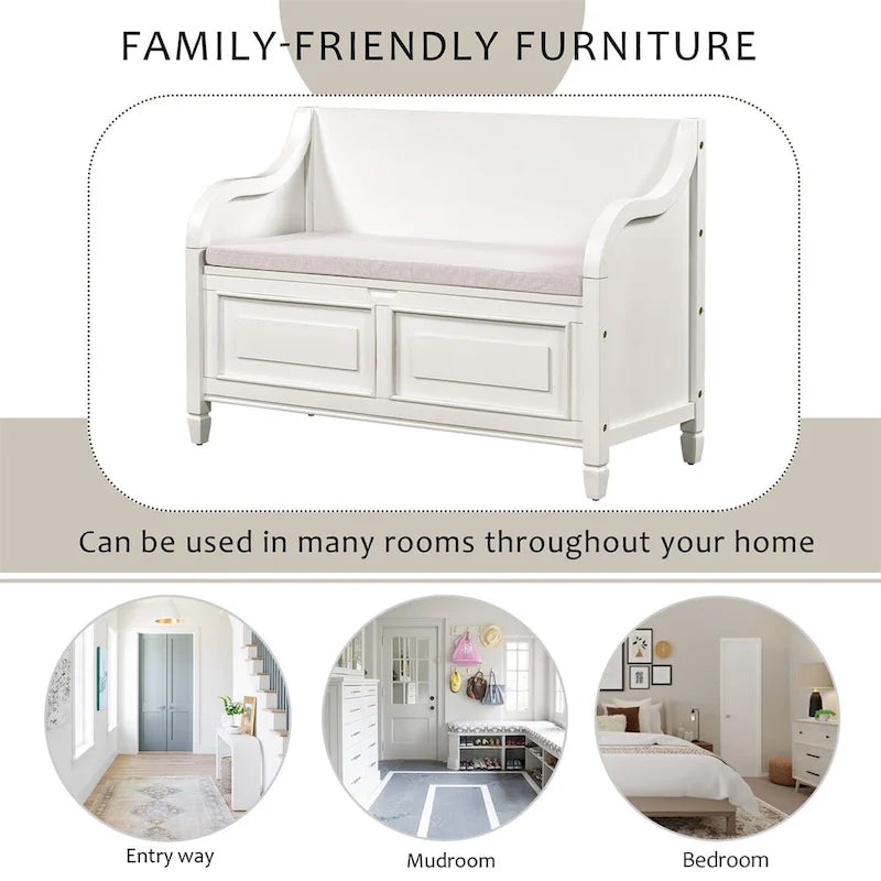 42 Rustic Style Solid wood Entryway Multifunctional Storage Bench