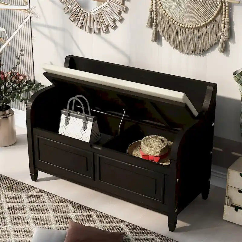 42 Rustic Style Solid wood Entryway Multifunctional Storage Bench
