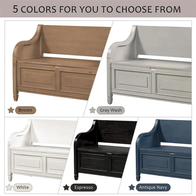 42 Rustic Style Solid wood Entryway Multifunctional Storage Bench