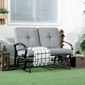 Outdoor Glider Bench, 2-Person Patio Rocker Loveseat with Tufted Cushions, Steel Frame for Porch, Garden Backyard, Gray