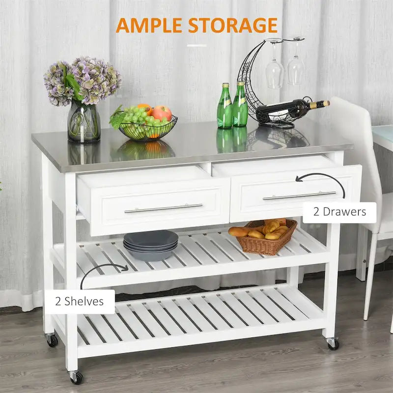 Kitchen Island with Stainless Steel Top