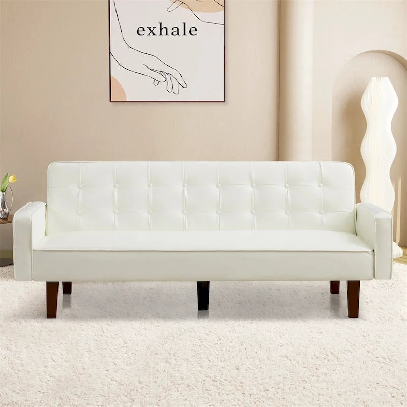 Sofa Bed, Couch Bed, Faux Leather Love Seats Sofa Futons, Loveseat Sleeper Bed For Living Room, Guest