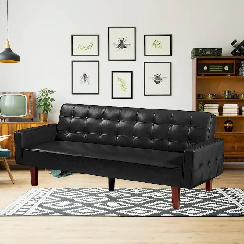 Sofa Bed, Couch Bed, Faux Leather Love Seats Sofa Futons, Loveseat Sleeper Bed For Living Room, Guest