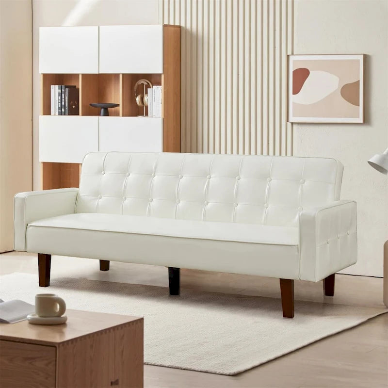 Sofa Bed, Couch Bed, Faux Leather Love Seats Sofa Futons, Loveseat Sleeper Bed For Living Room, Guest