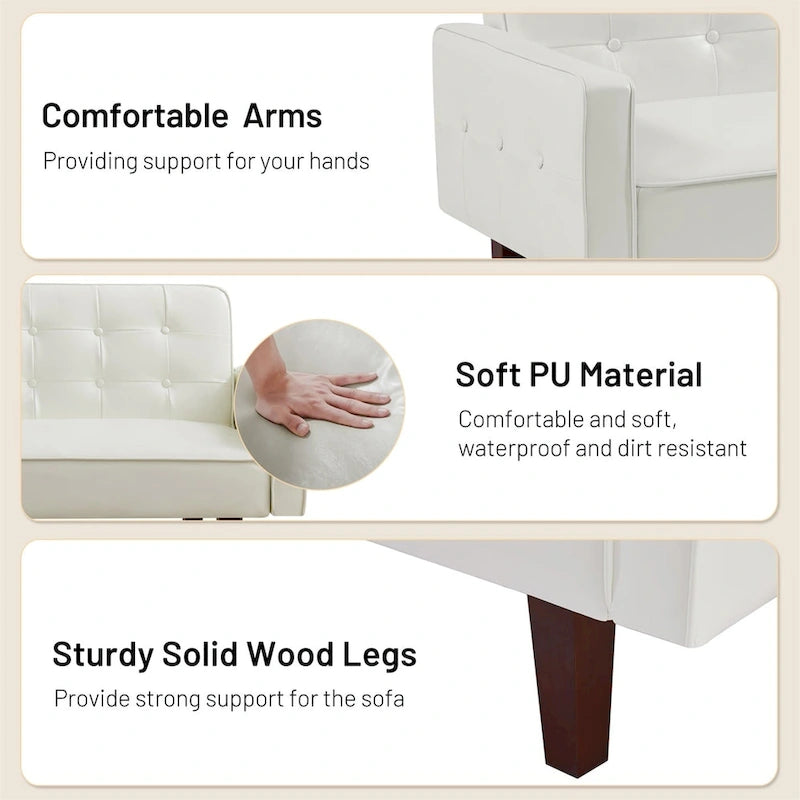 Sofa Bed, Couch Bed, Faux Leather Love Seats Sofa Futons, Loveseat Sleeper Bed For Living Room, Guest