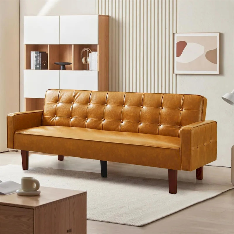 Sofa Bed, Couch Bed, Faux Leather Love Seats Sofa Futons, Loveseat Sleeper Bed For Living Room, Guest