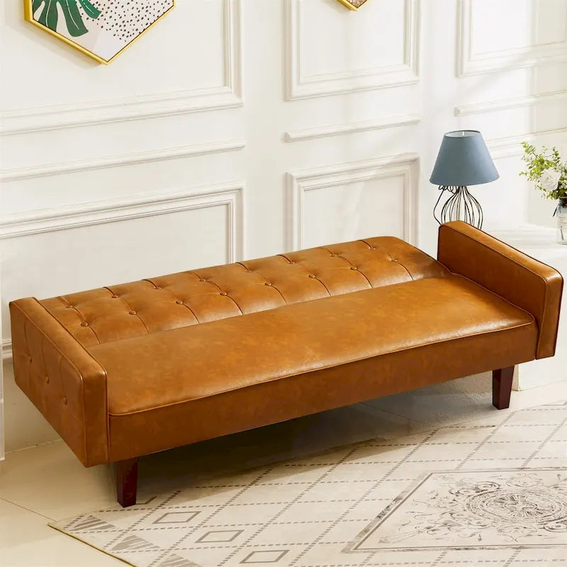 Sofa Bed, Couch Bed, Faux Leather Love Seats Sofa Futons, Loveseat Sleeper Bed For Living Room, Guest