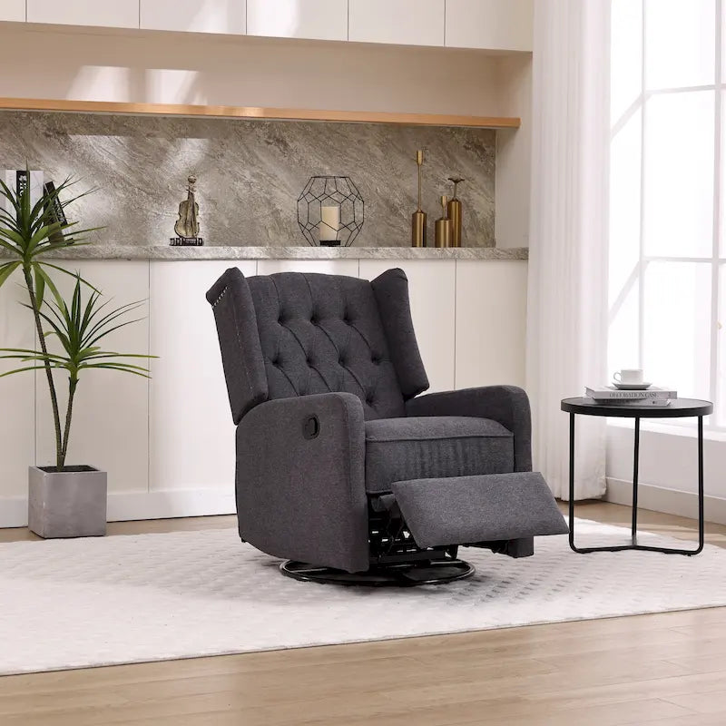 Upholstered 360 Degree Swivel Rocking Recliner Chair for Bedroom,Living Room