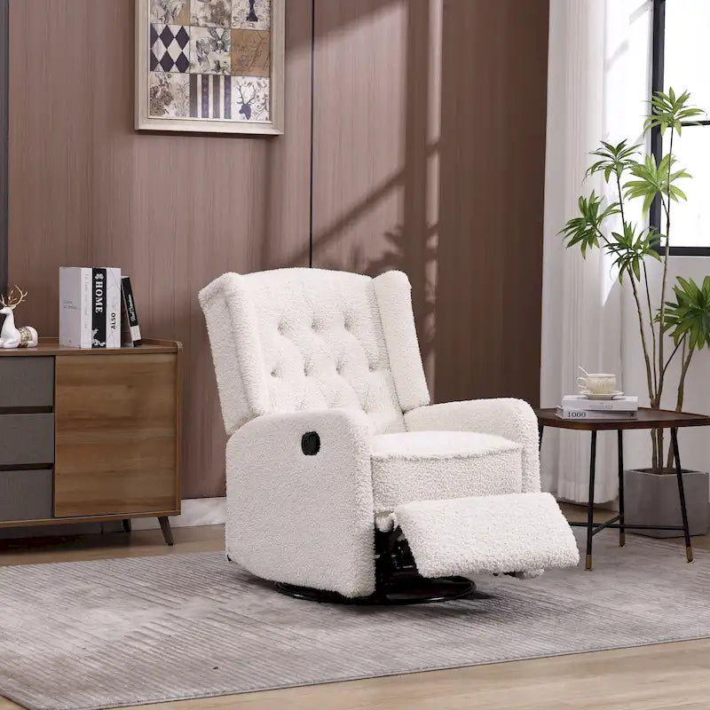 Upholstered 360 Degree Swivel Rocking Recliner Chair for Bedroom,Living Room