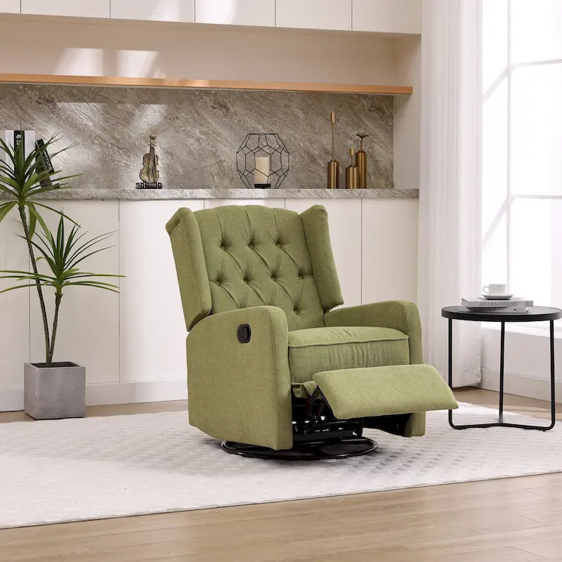 Upholstered 360 Degree Swivel Rocking Recliner Chair for Bedroom,Living Room