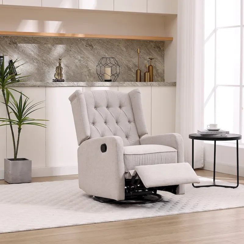 Upholstered 360 Degree Swivel Rocking Recliner Chair for Bedroom,Living Room