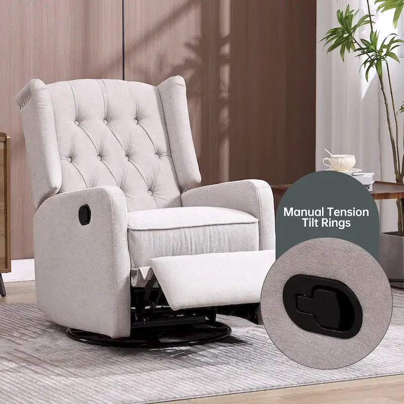 Upholstered 360 Degree Swivel Rocking Recliner Chair for Bedroom,Living Room