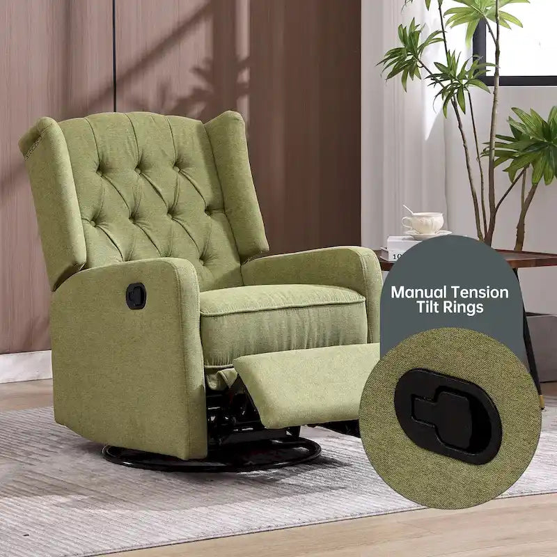 Upholstered 360 Degree Swivel Rocking Recliner Chair for Bedroom,Living Room