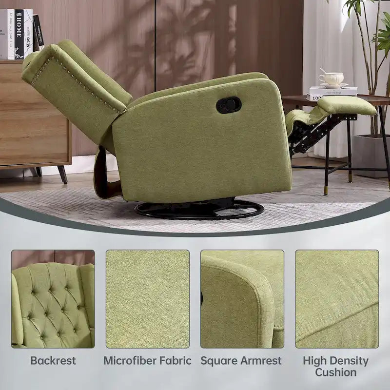 Upholstered 360 Degree Swivel Rocking Recliner Chair for Bedroom,Living Room