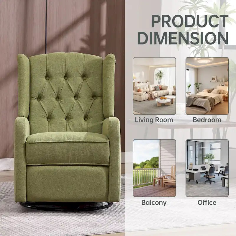 Upholstered 360 Degree Swivel Rocking Recliner Chair for Bedroom,Living Room