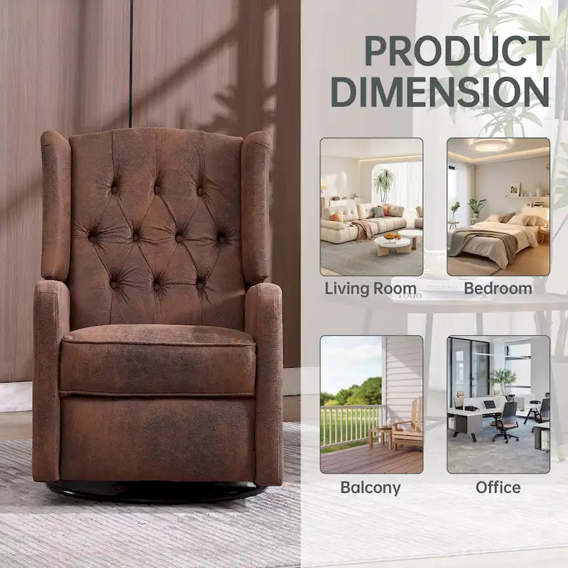 Upholstered 360 Degree Swivel Rocking Recliner Chair for Bedroom,Living Room
