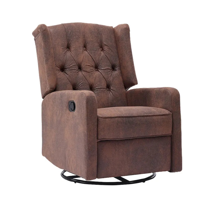 Upholstered 360 Degree Swivel Rocking Recliner Chair for Bedroom,Living Room