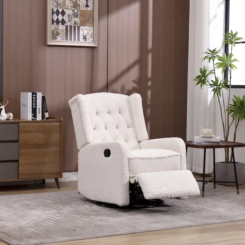 Upholstered 360 Degree Swivel Rocking Recliner Chair for Bedroom,Living Room