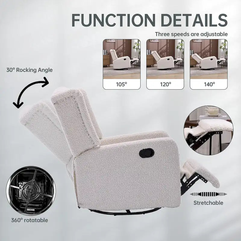 Upholstered 360 Degree Swivel Rocking Recliner Chair for Bedroom,Living Room