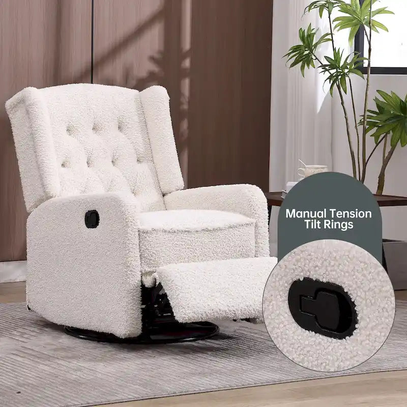 Upholstered 360 Degree Swivel Rocking Recliner Chair for Bedroom,Living Room
