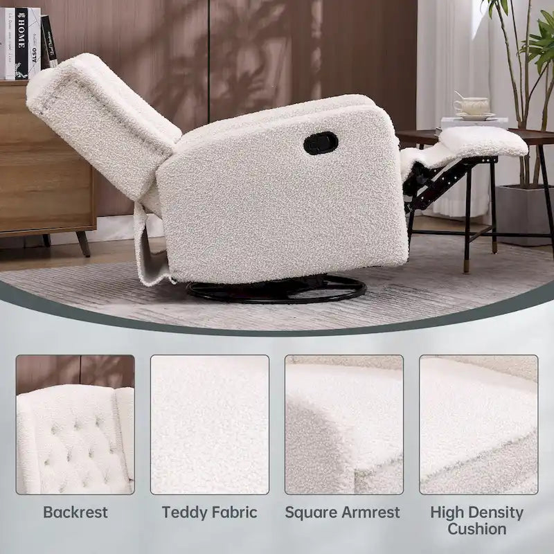 Upholstered 360 Degree Swivel Rocking Recliner Chair for Bedroom,Living Room