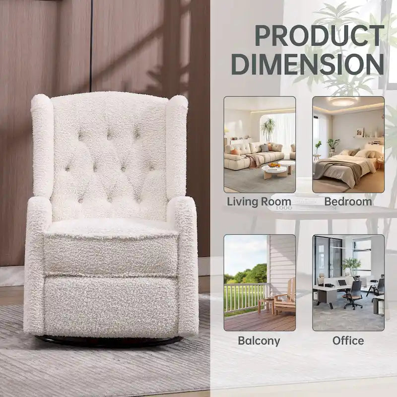 Upholstered 360 Degree Swivel Rocking Recliner Chair for Bedroom,Living Room