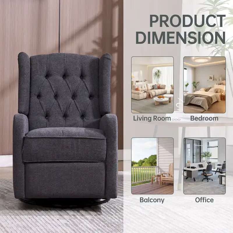 Upholstered 360 Degree Swivel Rocking Recliner Chair for Bedroom,Living Room