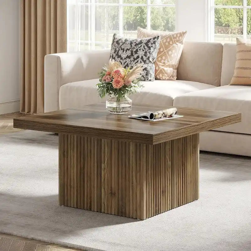 31.5 Inches Square Coffee Table for Living Room Mid-Century Modern Cocktail Table
