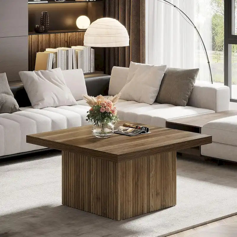 31.5 Inches Square Coffee Table for Living Room Mid-Century Modern Cocktail Table